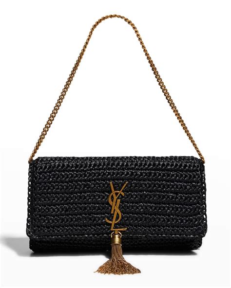 Saint Laurent Kate 99 YSL Tassel Shoulder Bag in Raffia